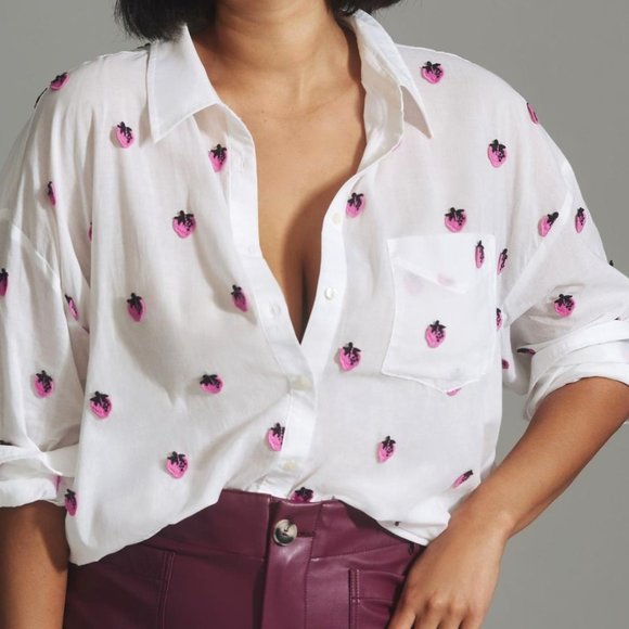 Anthropologie Tops - Maeve The Bennet Embroidered Classic Buttondown Shirt Plus size